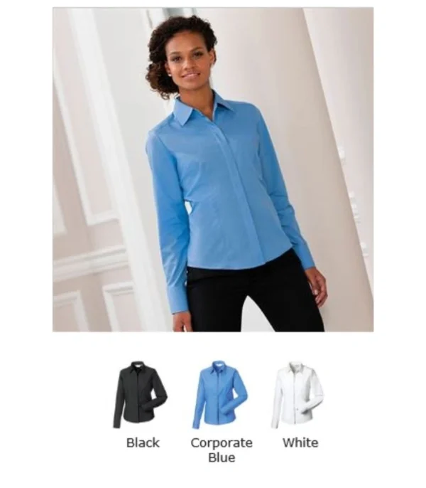 Russell Collection 924F l/sleeve easy care Poplin shirt